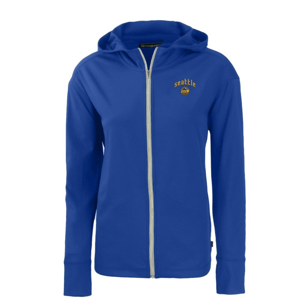 Seattle Mariners Cutter & Buck Women's City Connect Daybreak Eco Recycled Full-Zip Hoodie - Blue - MLB Sale