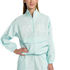 Atlanta Braves Lusso Women's Parker Half-Zip Jacket - Light Blue - MLB on Sale