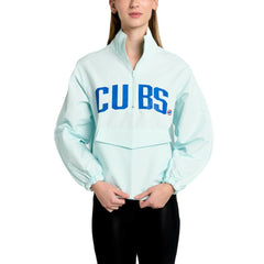 Chicago Cubs Lusso Women's Parker Half-Zip Jacket - Light Blue - MLB Lifestyle