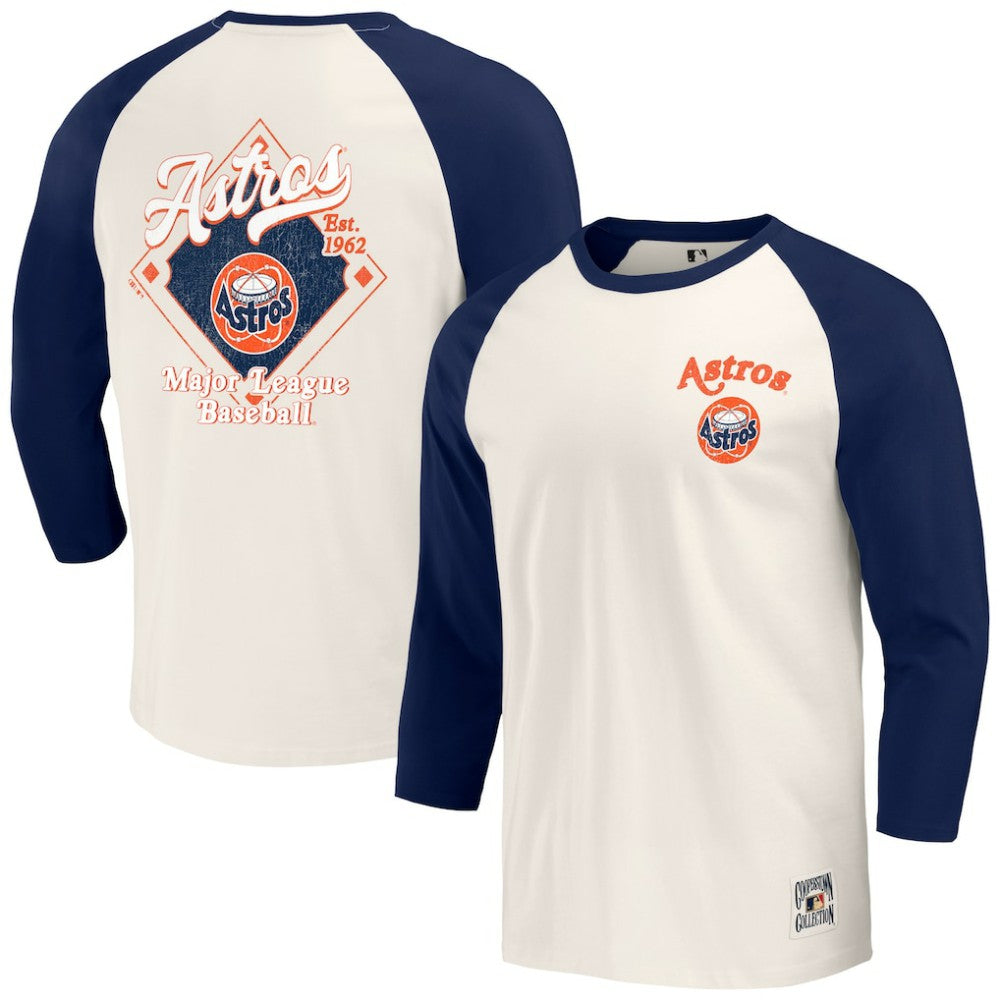 Houston Astros Darius Rucker Collection by Fanatics Cooperstown Collection Raglan 3/4-Sleeve T-Shirt - Navy/White - Fanatics Lifestyle