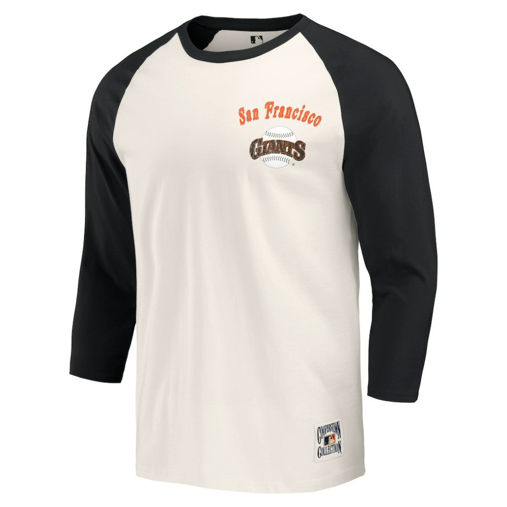 San Francisco Giants Darius Rucker Collection by Fanatics Cooperstown Collection Raglan 3/4-Sleeve T-Shirt - Black/White - Fanatics Lifestyle