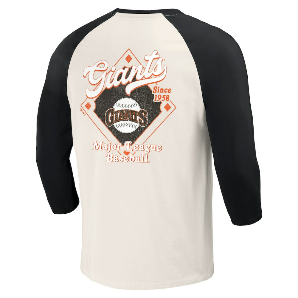 San Francisco Giants Darius Rucker Collection by Fanatics Cooperstown Collection Raglan 3/4-Sleeve T-Shirt - Black/White - Fanatics Lifestyle