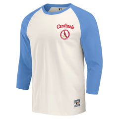 St. Louis Cardinals Darius Rucker Collection by Fanatics Cooperstown Collection Raglan 3/4-Sleeve T-Shirt - Light Blue/White - Fanatics Sale