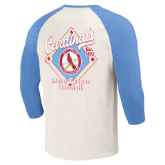 St. Louis Cardinals Darius Rucker Collection by Fanatics Cooperstown Collection Raglan 3/4-Sleeve T-Shirt - Light Blue/White - Fanatics Sale
