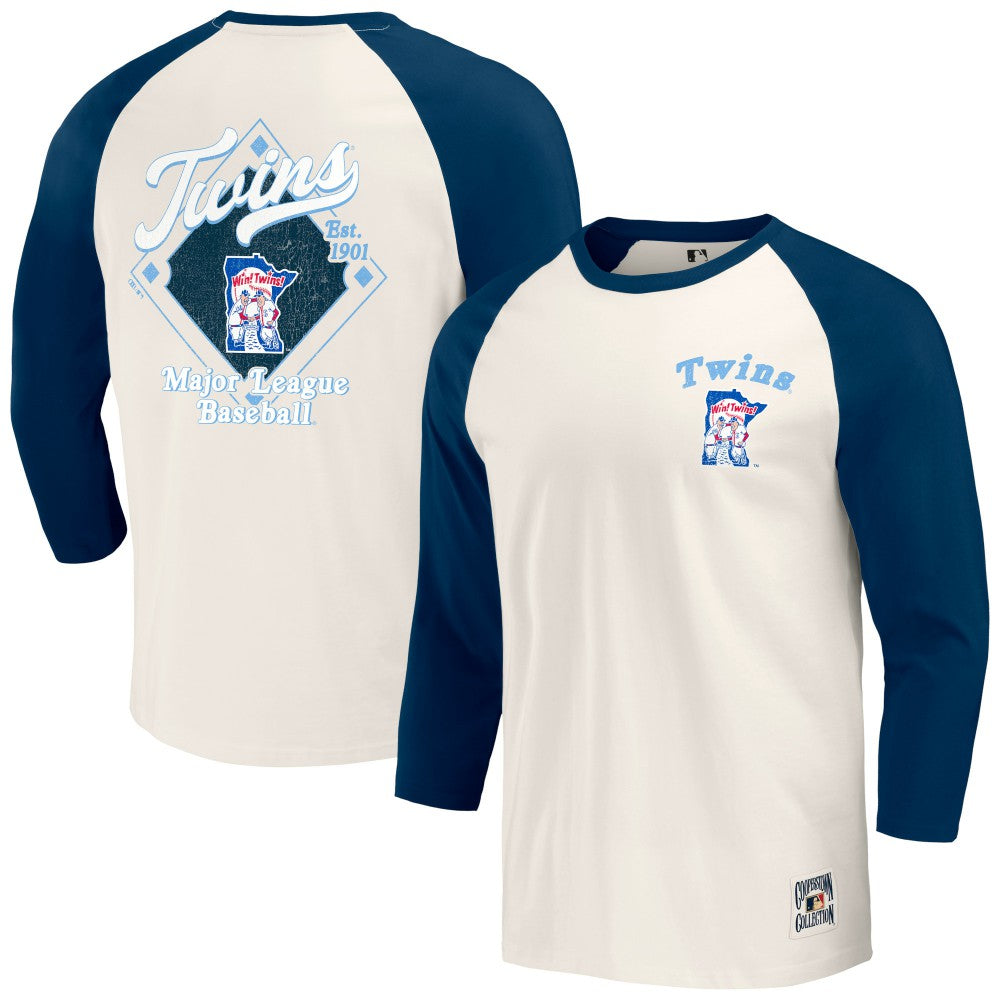 Minnesota Twins Darius Rucker Collection by Fanatics Cooperstown Collection Raglan 3/4-Sleeve T-Shirt - Navy/White - Fanatics Lifestyle