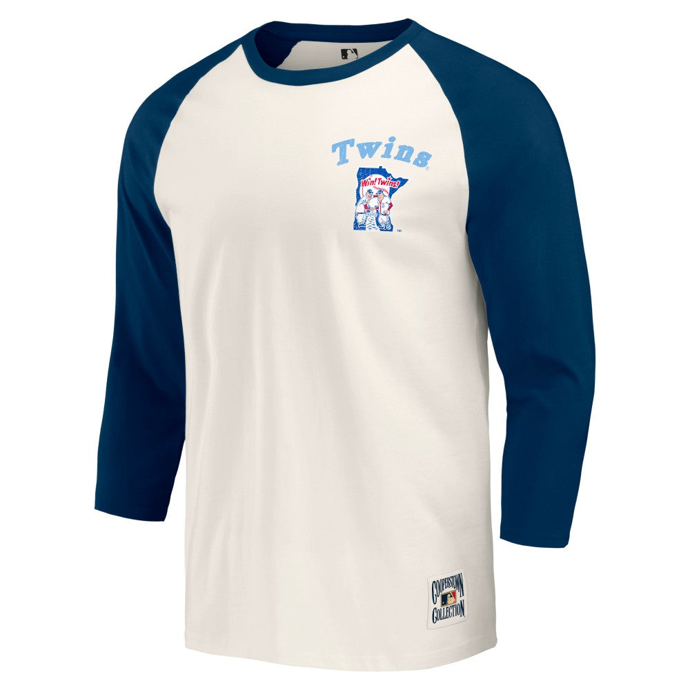 Minnesota Twins Darius Rucker Collection by Fanatics Cooperstown Collection Raglan 3/4-Sleeve T-Shirt - Navy/White - Fanatics Lifestyle