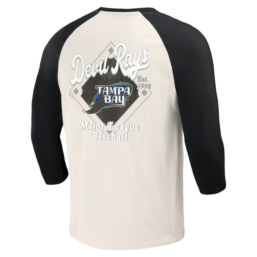Tampa Bay Rays Darius Rucker Collection by Fanatics Cooperstown Collection Raglan 3/4-Sleeve T-Shirt - Black/White - Fanatics Online