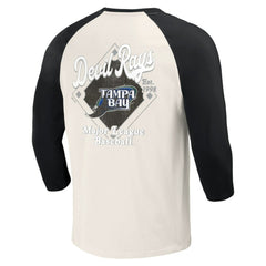 Tampa Bay Rays Darius Rucker Collection by Fanatics Cooperstown Collection Raglan 3/4-Sleeve T-Shirt - Black/White - Fanatics Online