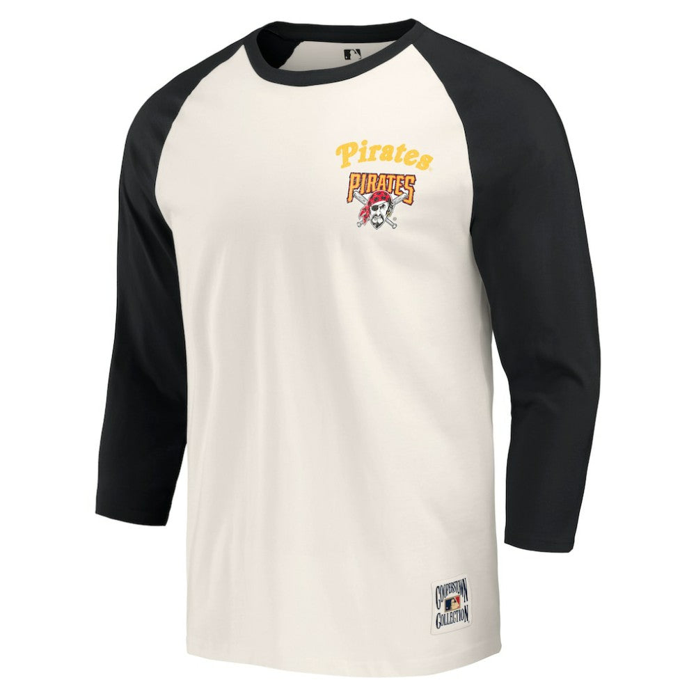 Pittsburgh Pirates Darius Rucker Collection by Fanatics Cooperstown Collection Raglan 3/4-Sleeve T-Shirt - Black/White - Fanatics Discount