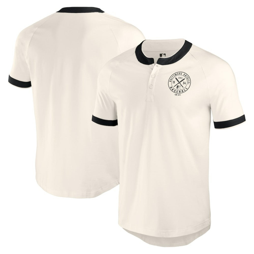 Baltimore Orioles Darius Rucker Collection by Fanatics Henley Raglan T-Shirt - White - Fanatics Lifestyle