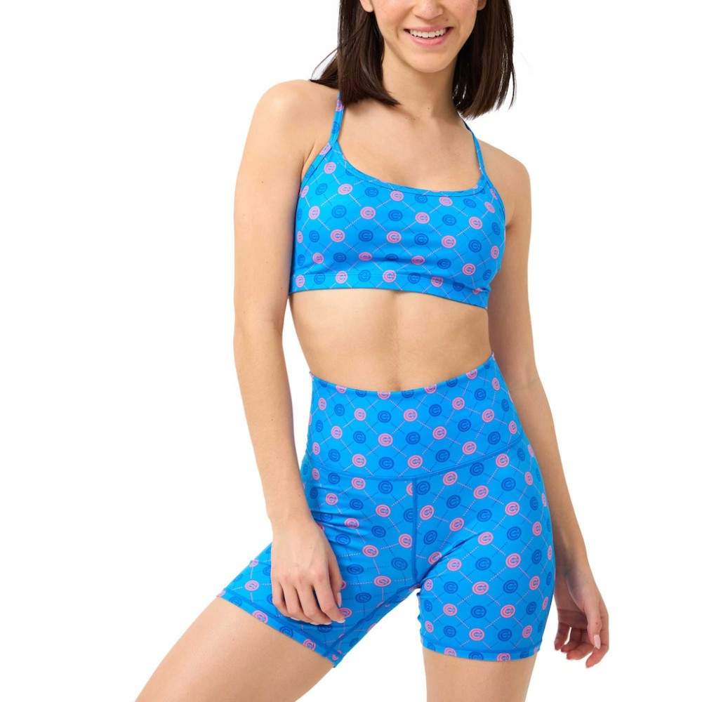 Chicago Cubs Terez Women's TLC Printed High-Waisted Bike Shorts - Blue - MLB Lifestyle