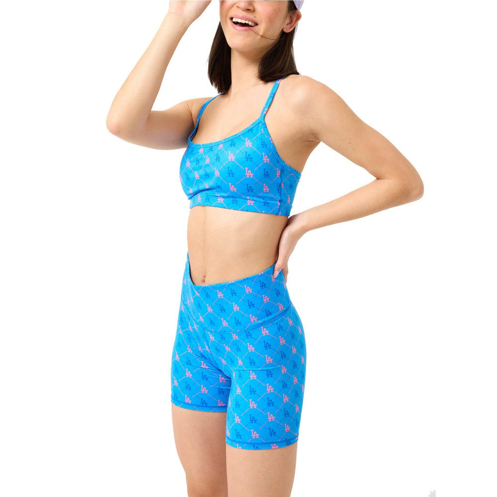 Los Angeles Dodgers Terez Women's TLC Printed High-Waisted Bike Shorts - Blue - MLB Discount