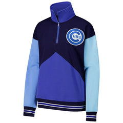 Chicago Cubs Terez Women's Classic Colorblock Quarter-Zip Sweatshirt - Navy/Blue - MLB Sale