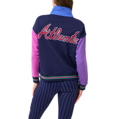 Atlanta Braves Terez Women's Classic Colorblock Quarter-Zip Sweatshirt - Navy/Blue - MLB Discount