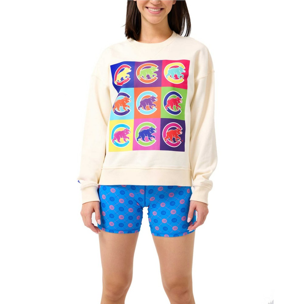 Chicago Cubs Terez Women's Classic Oversized Pullover Sweatshirt - Cream - MLB Online