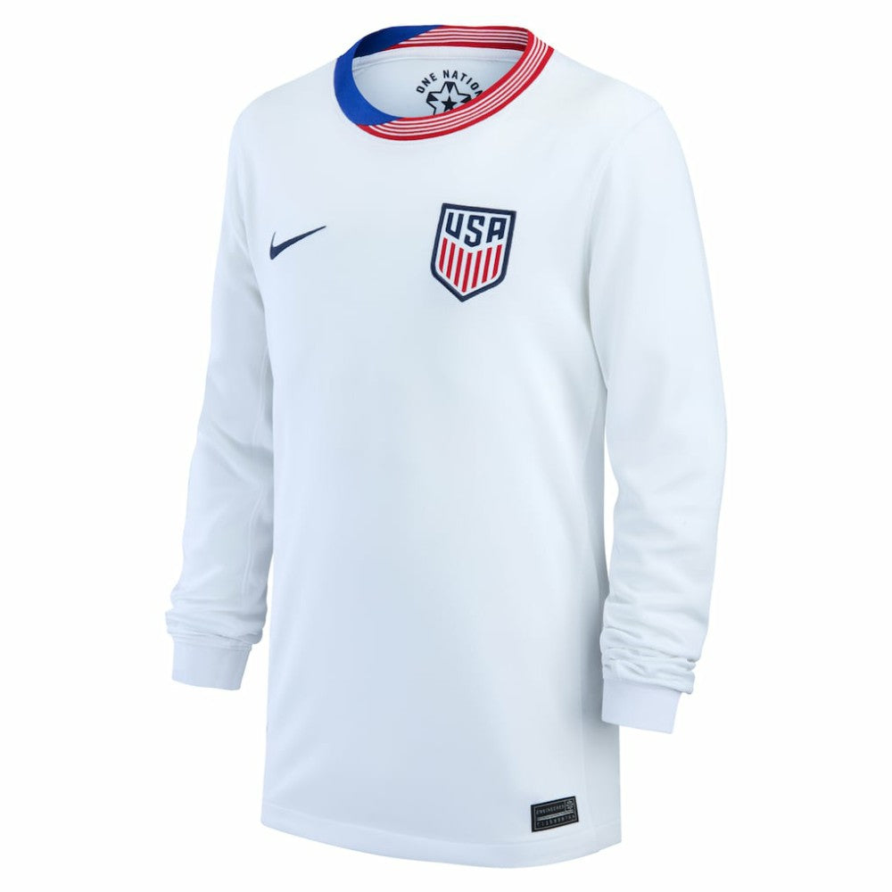 USMNT Youth 2024 Home Replica Long Sleeve Jersey White - Nike