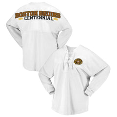 Boston Bruins Fanatics Women's 100th Anniversary Spirit Jersey T-Shirt - White - NHL 201153715