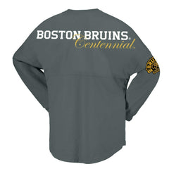 Boston Bruins Fanatics Women's 100th Anniversary Spirit Jersey T-Shirt - Gray - NHL 201153716