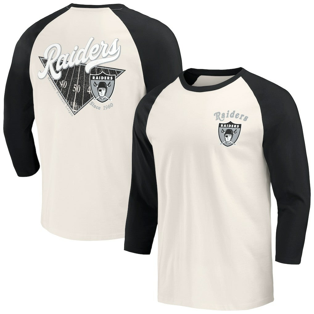 Fanatics Las Vegas Raiders Darius Rucker Collection Raglan 3/4 Sleeve T-Shirt Black/White