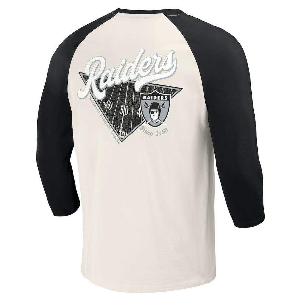 Fanatics Las Vegas Raiders Darius Rucker Collection Raglan 3/4 Sleeve T-Shirt Black/White