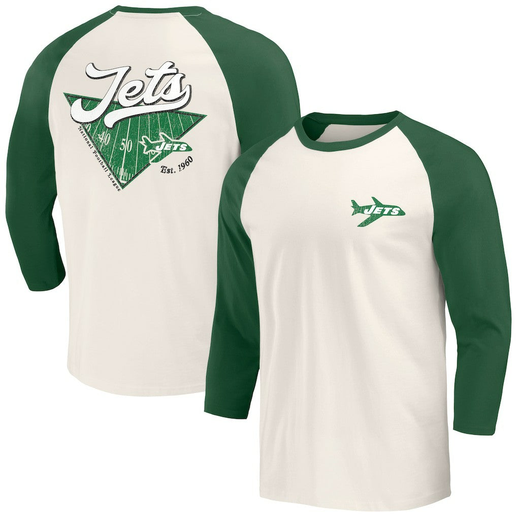 Fanatics New York Jets Darius Rucker Collection Raglan 3/4 Sleeve T-Shirt Kelly Green/White