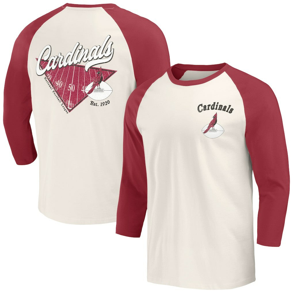 Fanatics Arizona Cardinals Darius Rucker Collection Raglan 3/4 Sleeve T-Shirt Cardinal/White