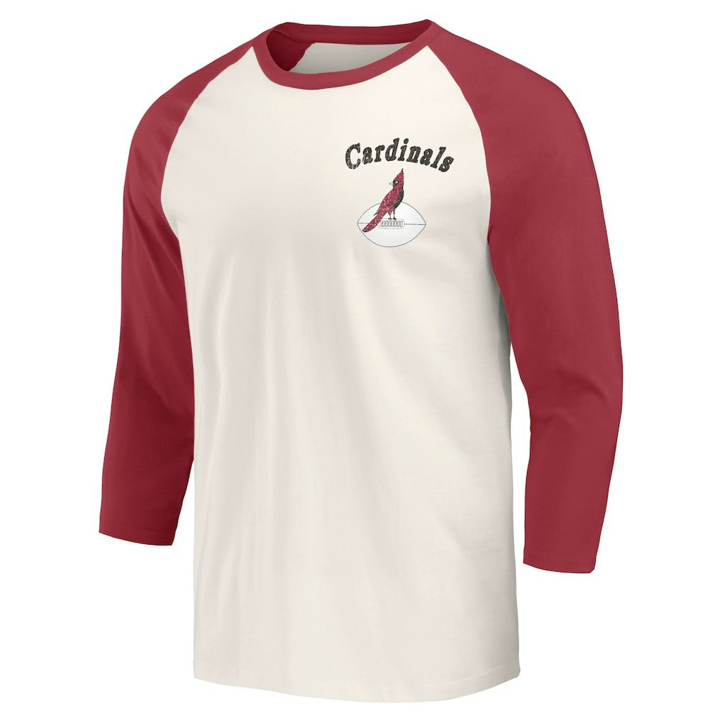 Fanatics Arizona Cardinals Darius Rucker Collection Raglan 3/4 Sleeve T-Shirt Cardinal/White