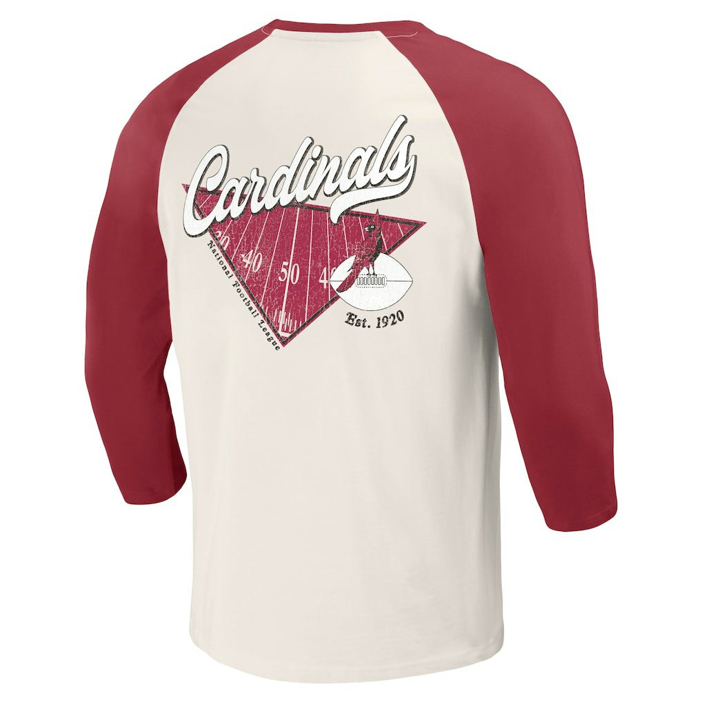 Fanatics Arizona Cardinals Darius Rucker Collection Raglan 3/4 Sleeve T-Shirt Cardinal/White