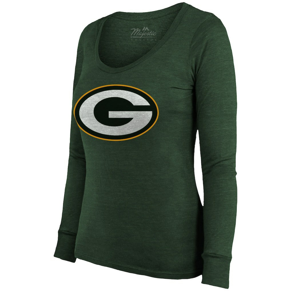 Jordan Love Green Bay Packers Majestic Threads Women's Name & Number Long Sleeve Scoop Neck Tri-Blend T-Shirt – Green