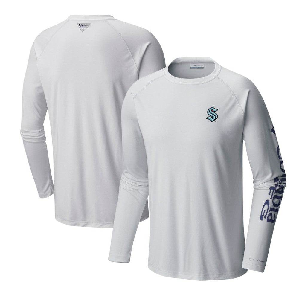 Seattle Kraken Columbia Terminal Tackle Omni-Shade Raglan Long Sleeve T-Shirt - White - NHL 201165253