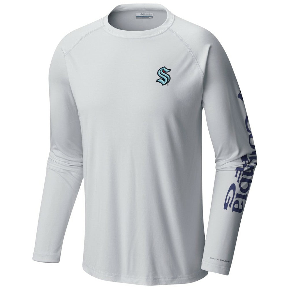 Seattle Kraken Columbia Terminal Tackle Omni-Shade Raglan Long Sleeve T-Shirt - White - NHL 201165253