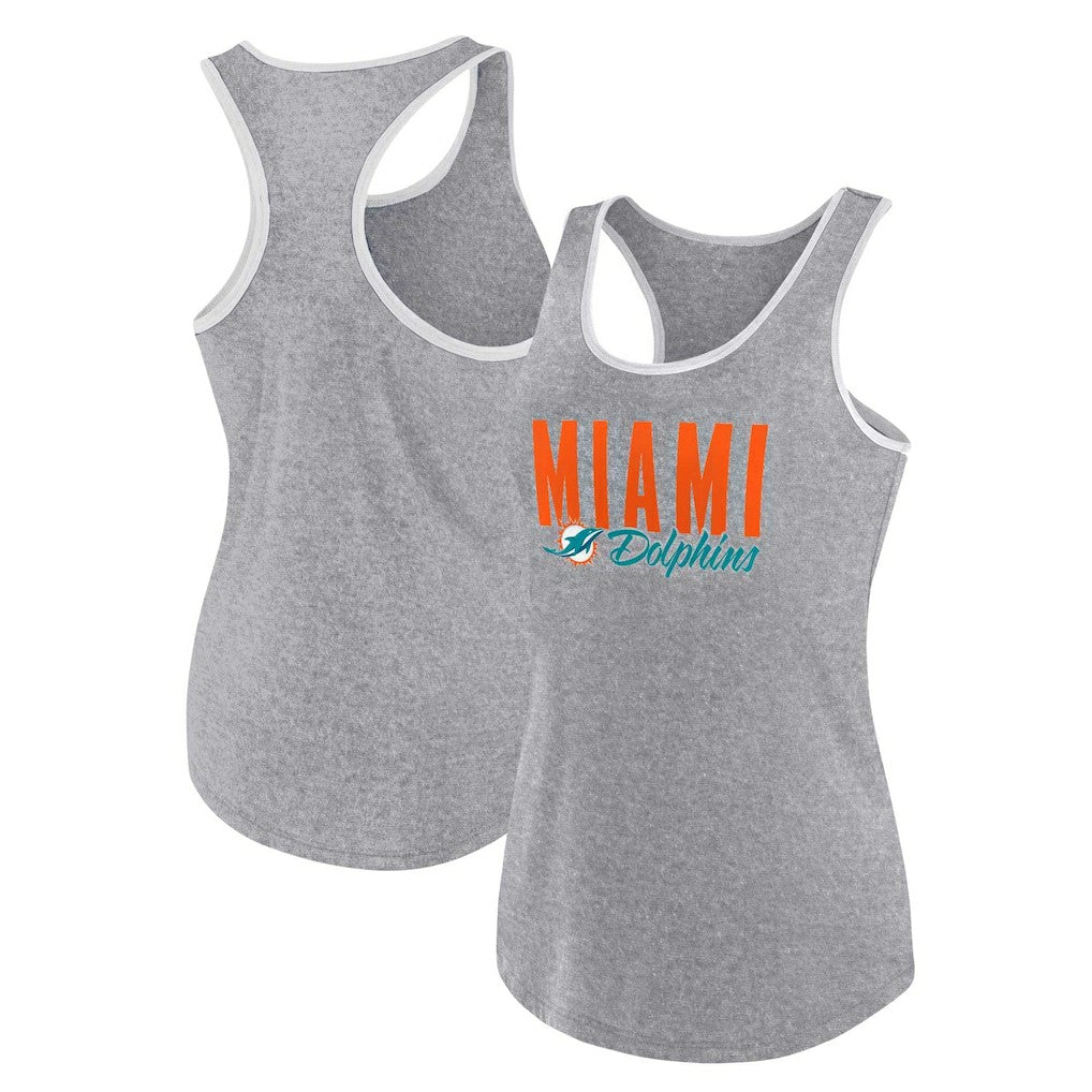 Fanatics Miami Dolphins Women's Plus Size Fuel Tank Top Heather Gray