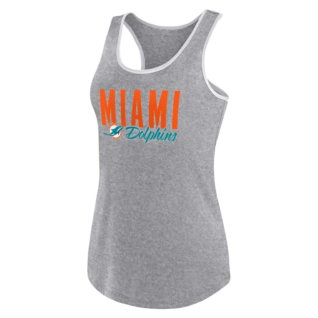 Fanatics Miami Dolphins Women's Plus Size Fuel Tank Top Heather Gray