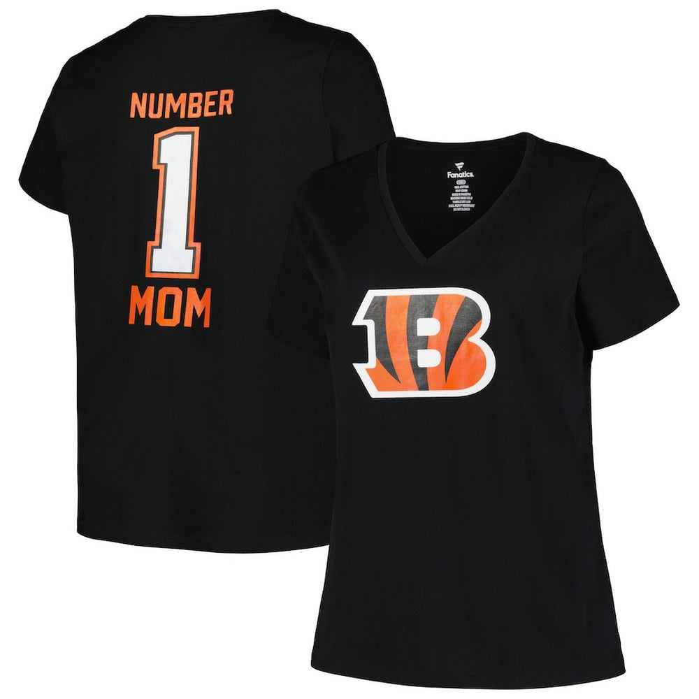 Fanatics Cincinnati Bengals Women's Plus Size Mother's Day #1 Mom V-Neck T-Shirt Black