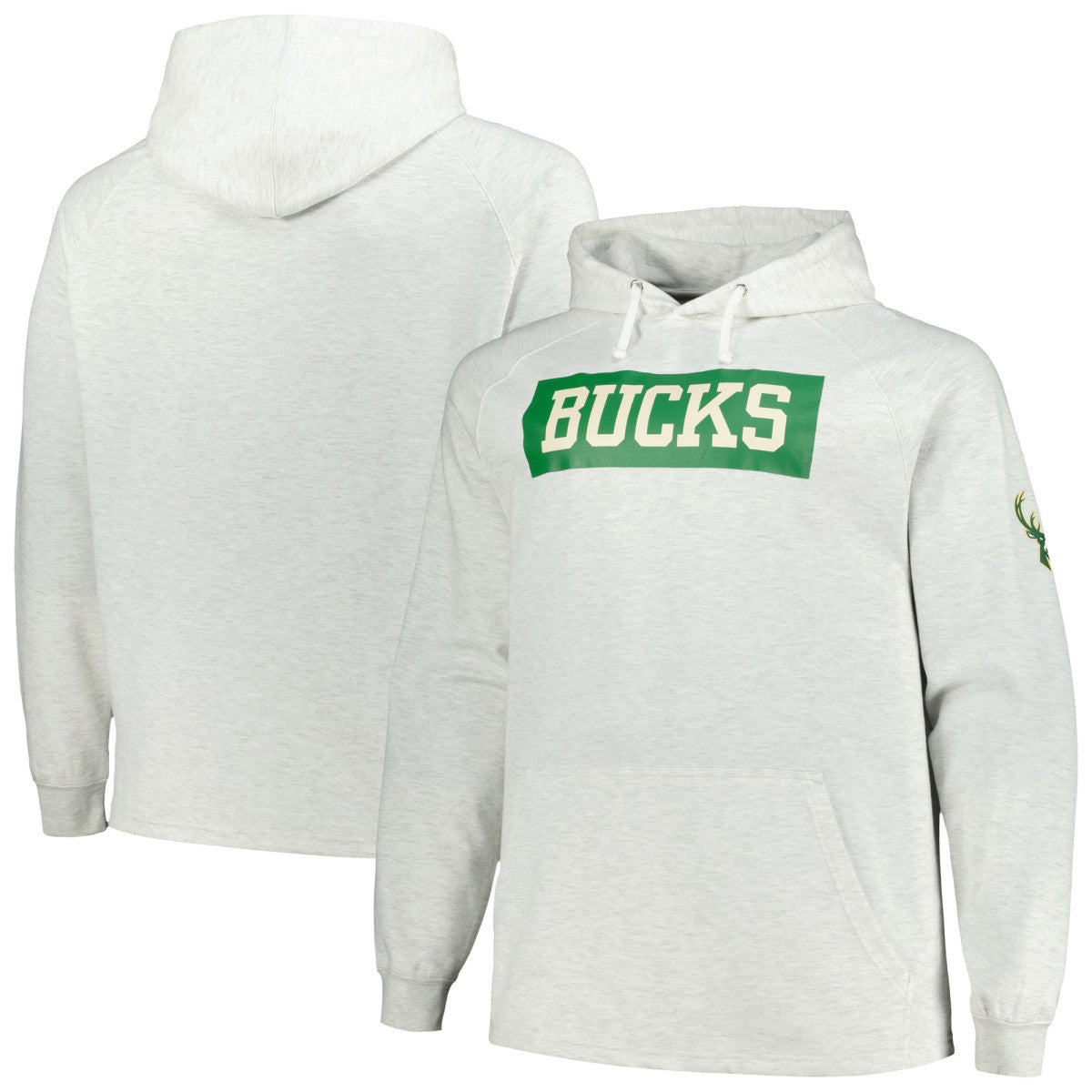 Milwaukee Bucks Big & Tall Raglan Tri-Blend Pullover Hoodie Ash | Fanatics Lifestyle