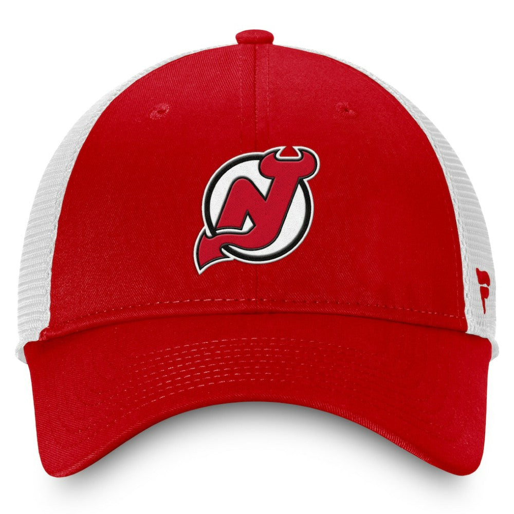 New Jersey Devils Fanatics Core Primary Logo Trucker Adjustable Hat - Red/White - NHL 201167341