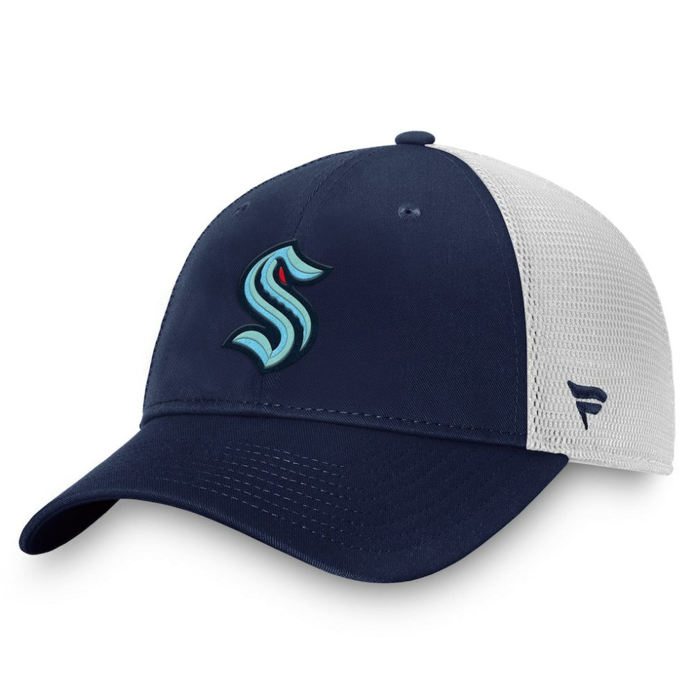 Seattle Kraken Fanatics Core Primary Logo Trucker Adjustable Hat - Deep Sea Blue/White - NHL 201167347