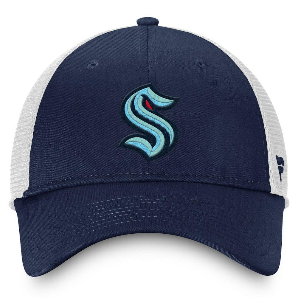 Seattle Kraken Fanatics Core Primary Logo Trucker Adjustable Hat - Deep Sea Blue/White - NHL 201167347