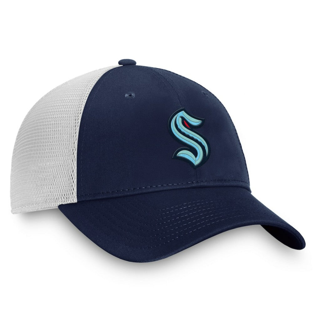 Seattle Kraken Fanatics Core Primary Logo Trucker Adjustable Hat - Deep Sea Blue/White - NHL 201167347
