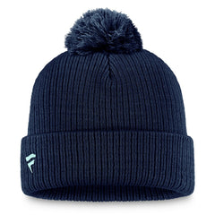 Seattle Kraken Fanatics Primary Logo Cuffed Knit Hat with Pom - Deep Sea Blue - NHL 201167396