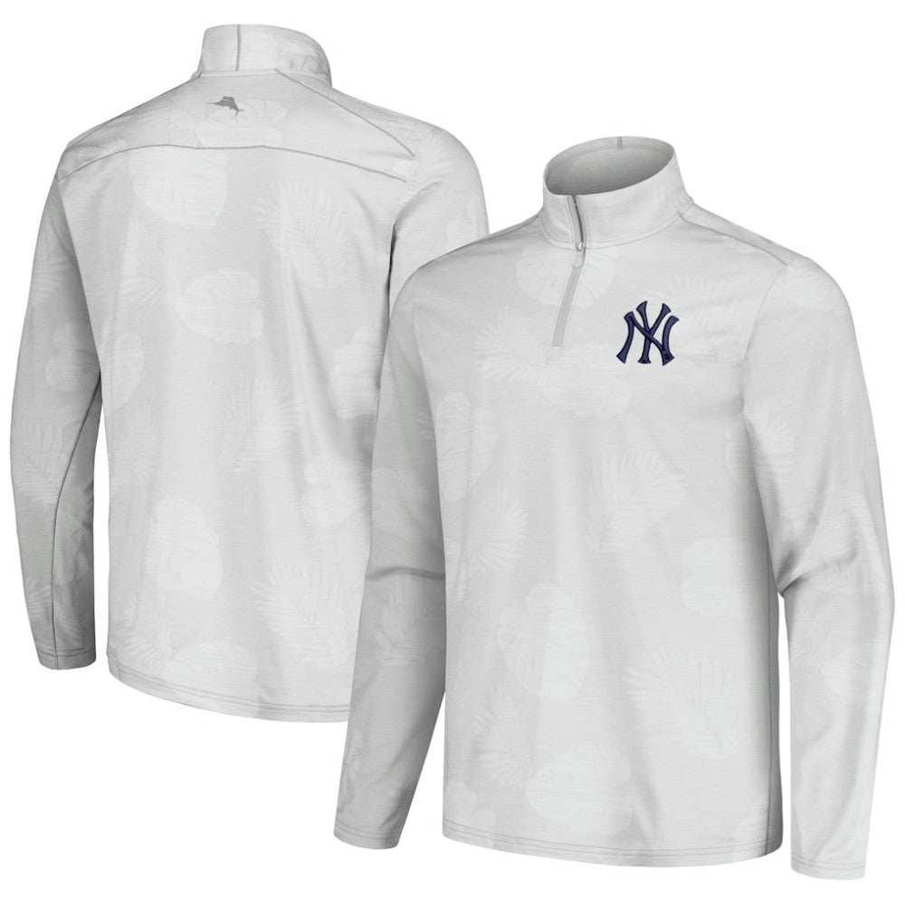 New York Yankees Tommy Bahama Delray Frond IslandZone Half-Zip Jacket - Gray - MLB Online
