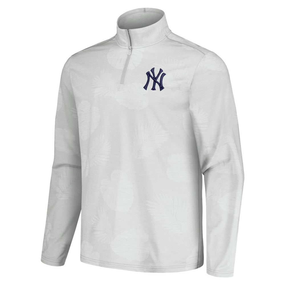 New York Yankees Tommy Bahama Delray Frond IslandZone Half-Zip Jacket - Gray - MLB Online