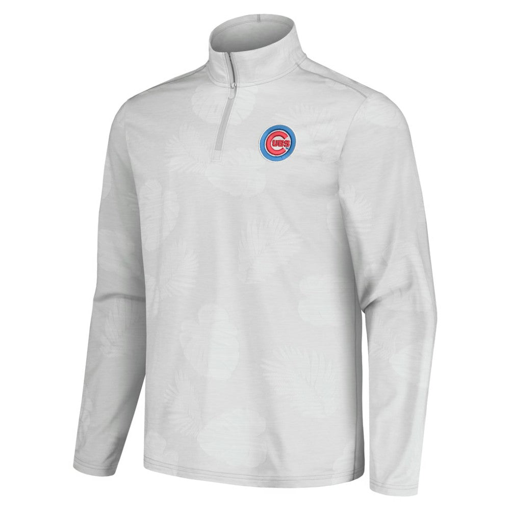 Chicago Cubs Tommy Bahama Delray Frond IslandZone Half-Zip Jacket - Gray - MLB Lifestyle