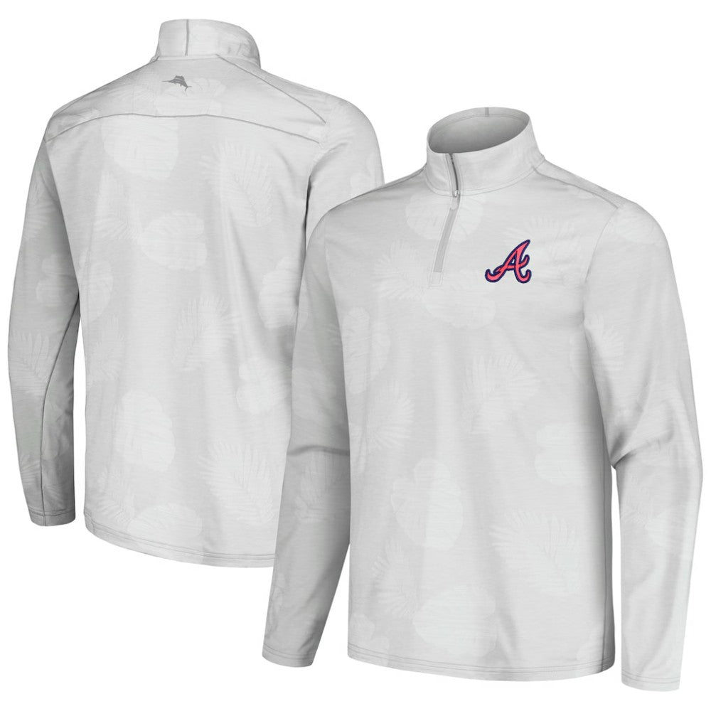 Atlanta Braves Tommy Bahama Delray Frond IslandZone Half-Zip Jacket - Gray - MLB Discount