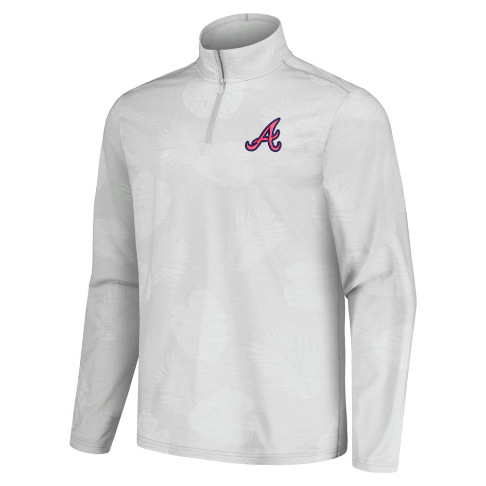 Atlanta Braves Tommy Bahama Delray Frond IslandZone Half-Zip Jacket - Gray - MLB Discount