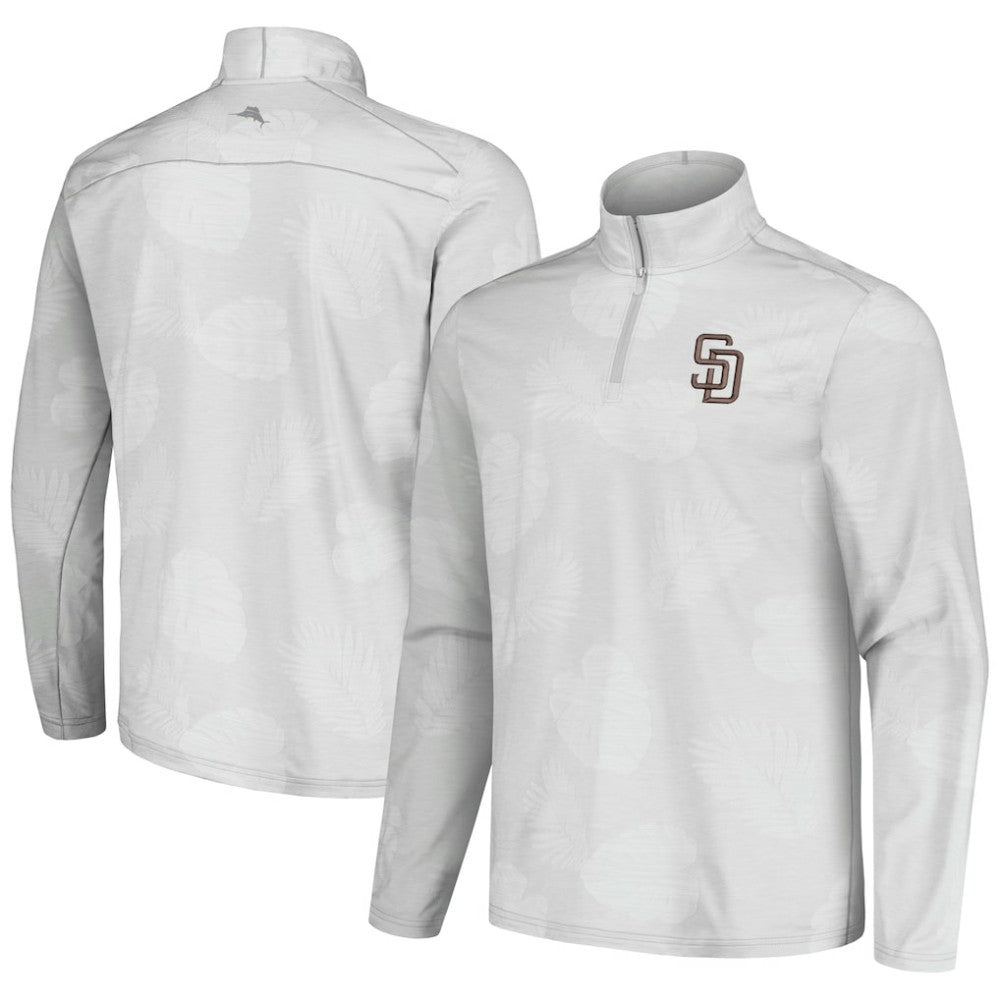 San Diego Padres Tommy Bahama Delray Frond IslandZone Half-Zip Jacket - Gray - MLB on Sale