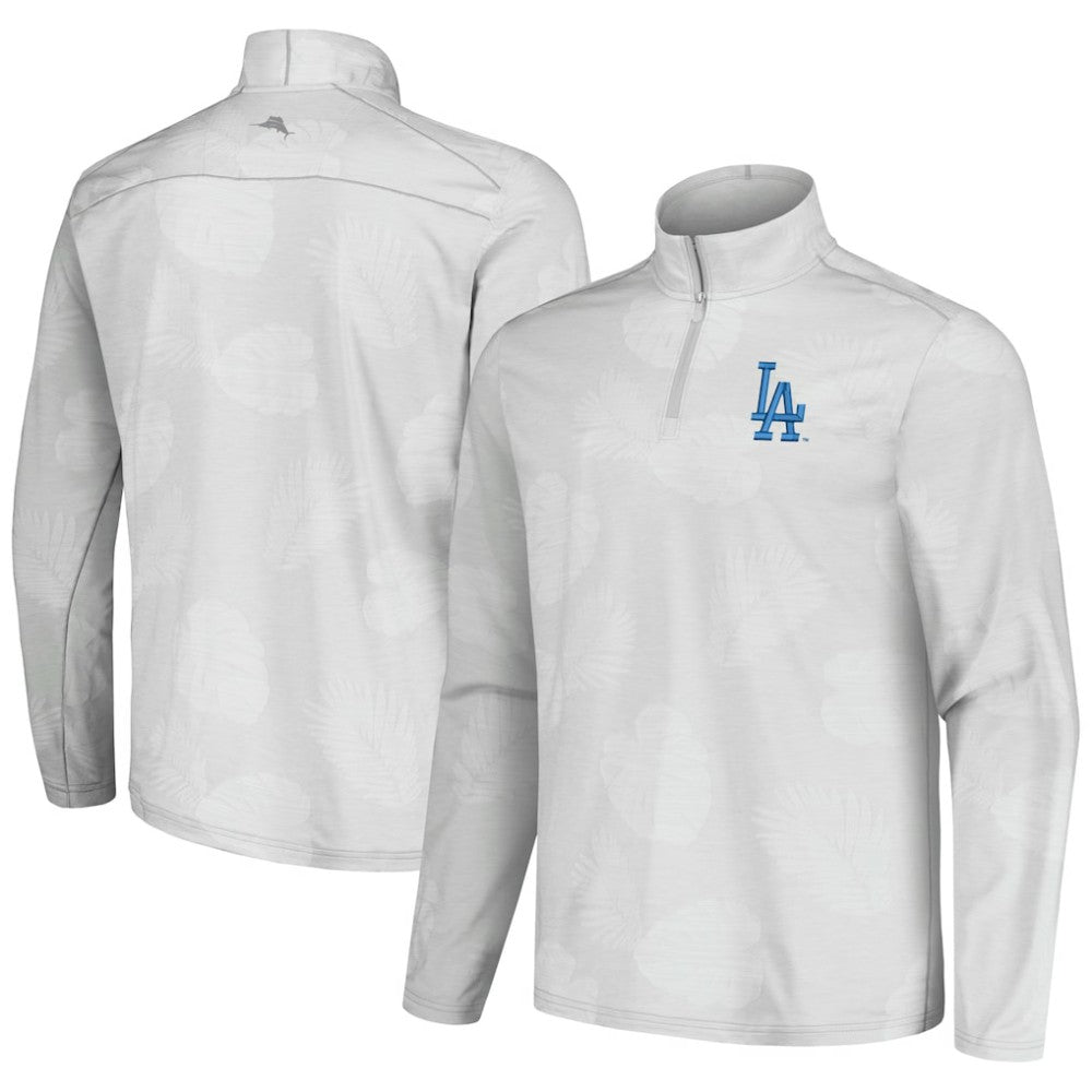 Los Angeles Dodgers Tommy Bahama Delray Frond IslandZone Half-Zip Jacket - Gray - MLB on Sale