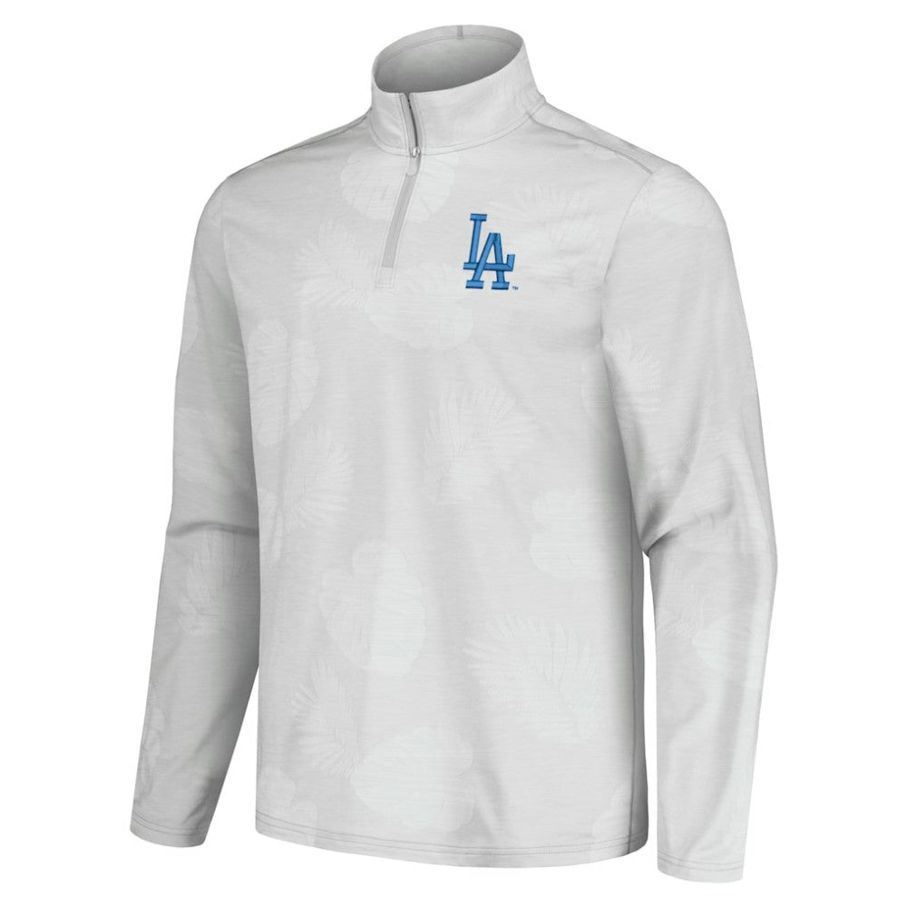 Los Angeles Dodgers Tommy Bahama Delray Frond IslandZone Half-Zip Jacket - Gray - MLB on Sale