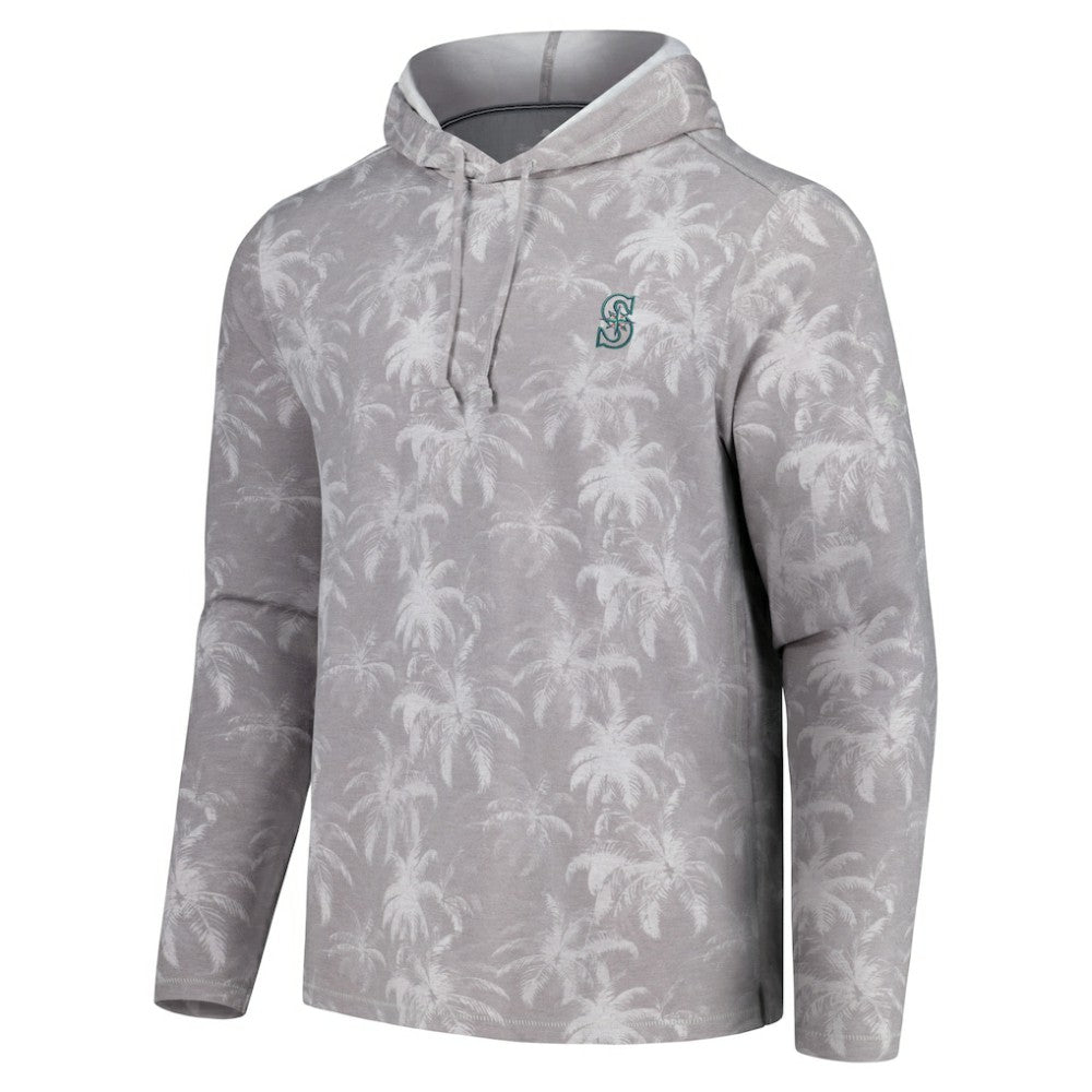 Seattle Mariners Tommy Bahama Palm Frenzy Hoodie Long Sleeve T-Shirt - Gray - MLB Discount