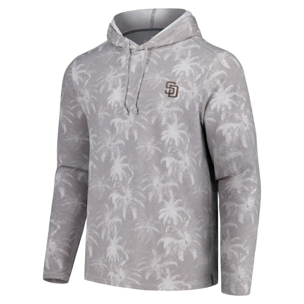 San Diego Padres Tommy Bahama Palm Frenzy Hoodie Long Sleeve T-Shirt - Gray - MLB Discount